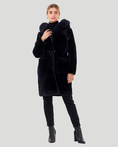 Reversible Shearling Lamb Parka with Cashmere Goat Trim