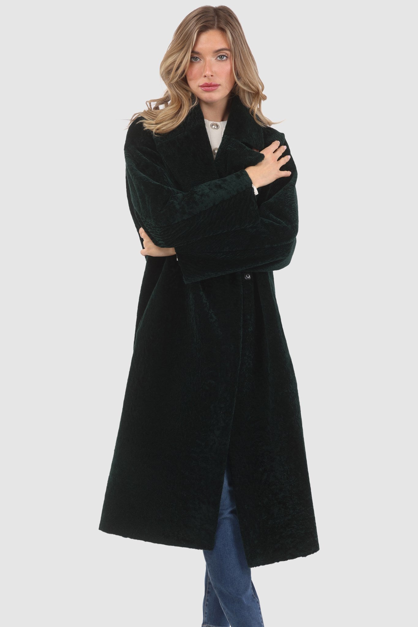 Manteau court réversible en peau de mouton retournée texturée