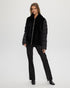Shearling Lamb Chevron Parka with Quilted Sleeves and Back