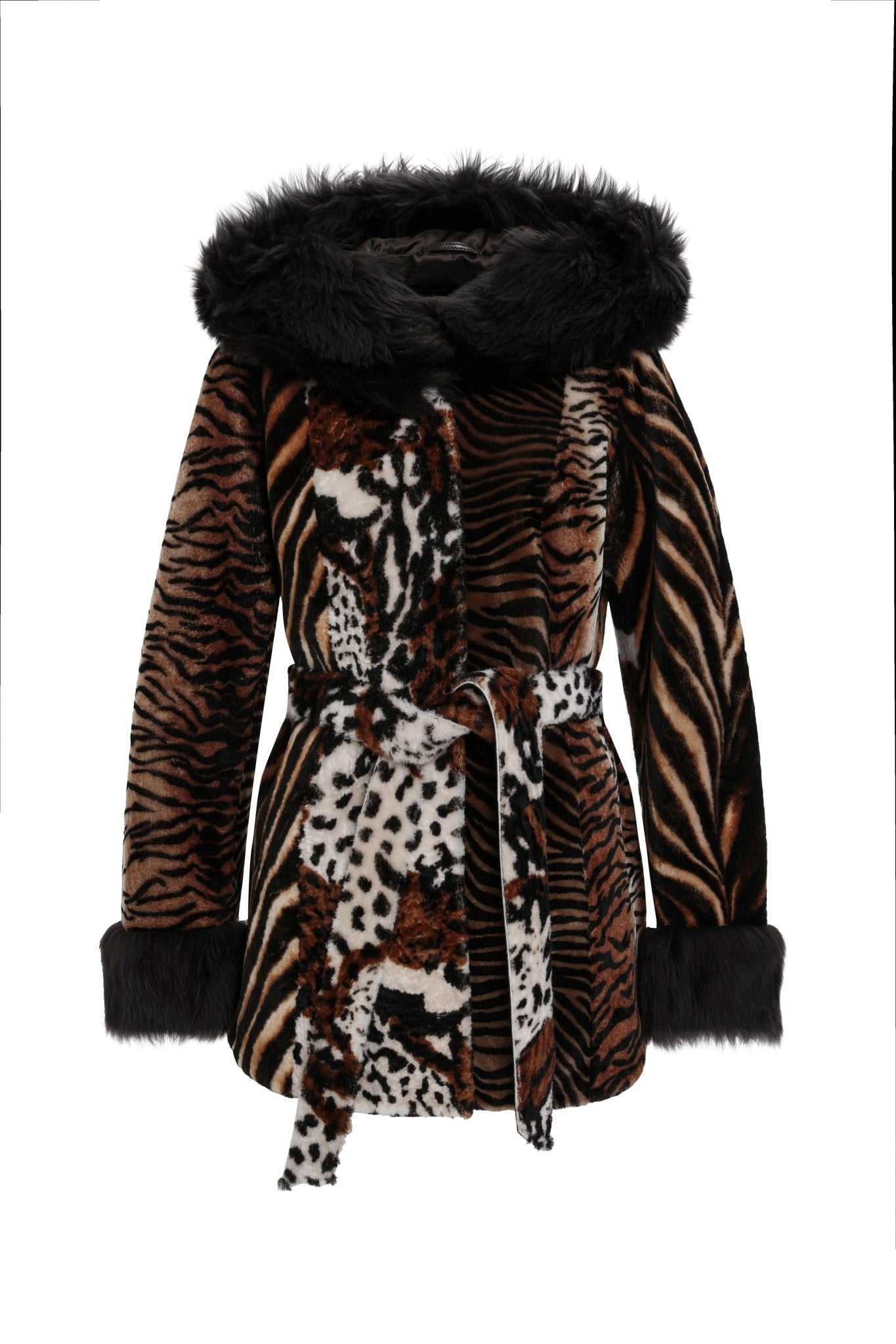 SHEARLING LAMB PARKA WITH MERINILLO SHEARLING LAMB HOOD TRIM & CUFFS, BELT
