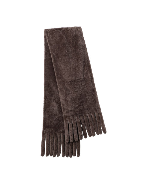 Silky Shearling Lamb Stole with Fringes