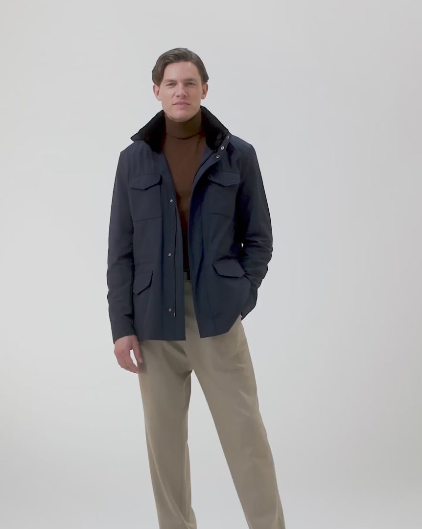 Men's Loro Piana Storm System Lined Jacket W/ Det. Shearling